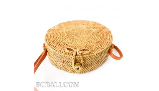 Bali Handbag Rattan Circle Around Motif Flower Hand Woven